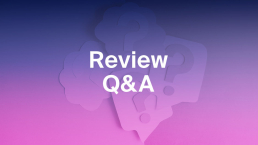 Purple background and question marks, with Review Q&A in front.