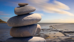 Mindfulness. A stack of rocks near the sea.