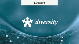 Logo of diversity journal on blue background