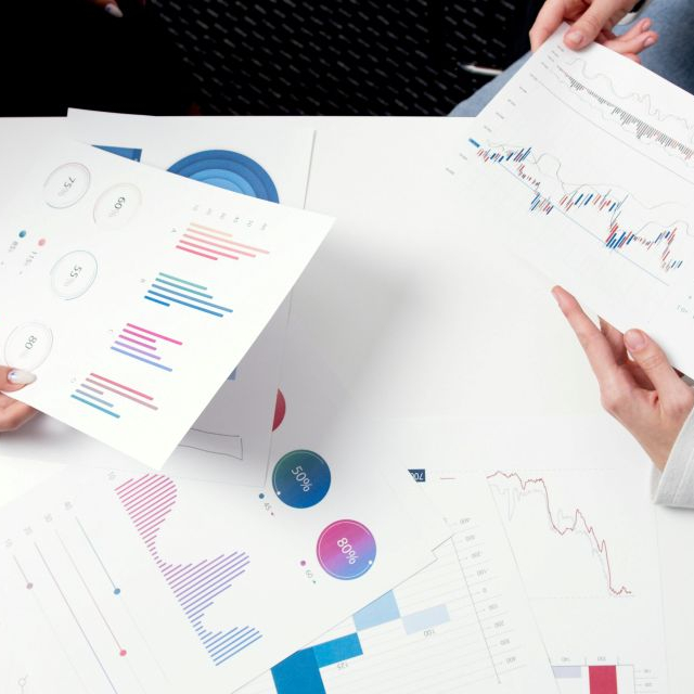 Visuals showing researchers turning data into figures.