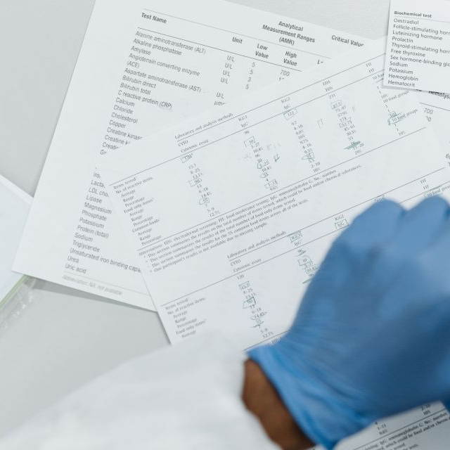 Scientist looking at data and results.